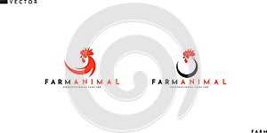 Rooster logo. Abstract birds on white background