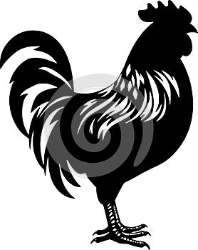 Rooster - minimalist and flat logo - vector illustration