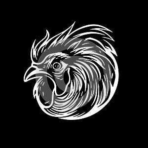 Rooster - minimalist and flat logo - vector illustration