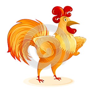 Rooster New Year Symbol Cartoon Character Colorful Isolated Arms