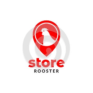 Rooster with pin map location logo design, vector graphic symbol icon illustration creative idea