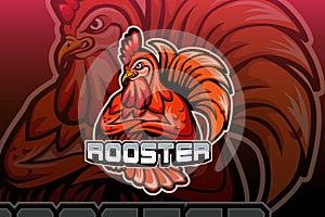 Rooster with red color mascot logo vector