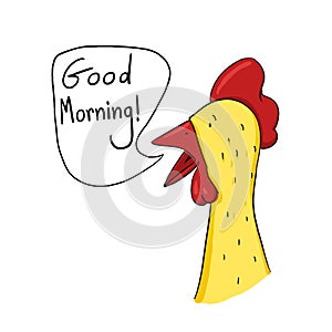 Rooster saying good morning illustration