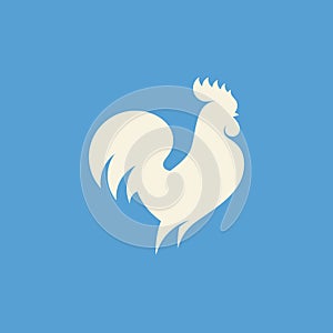 Rooster silhouette. Modern flat vector logo template or icon