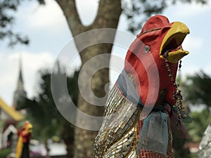 Rooster Statue at Wat Yai Chai Mongkhon photo