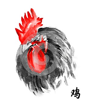 Rooster sumi-e