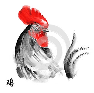 Rooster sumi-e