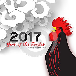 Rooster symbol on the Chinese calendar. 2017 New Year