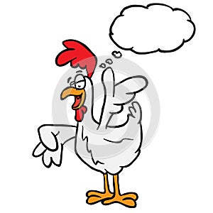 Rooster with thought bubble