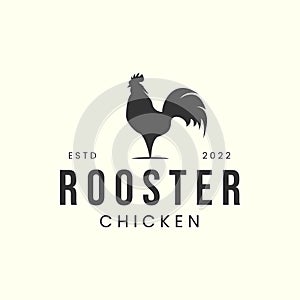 rooster with vintage style logo vector icon design. chicken, animal template illustration