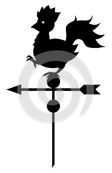 Rooster is weather vane. Silhouette, sign, logo. Vector illustration