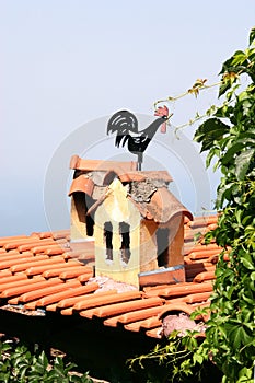 Rooster weathervane on the roof