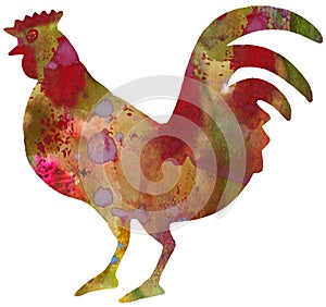 Rooster Whimsical Abstract Watercolor Artwork