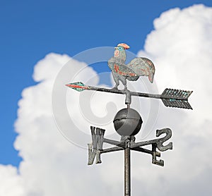 rooster of a wind vane to indicate the wind direction with the c