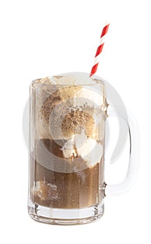 A Root Beer Float Isolated on a White Background