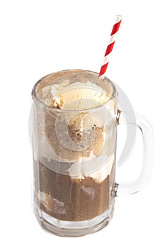 A Root Beer Float Isolated on a White Background photo
