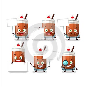 Root beer with ice cream cartoon character bring information board