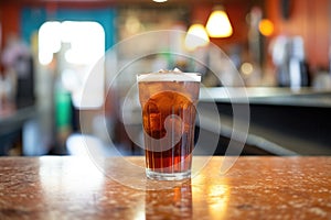 root beer in an oldfashioned soda shop glass