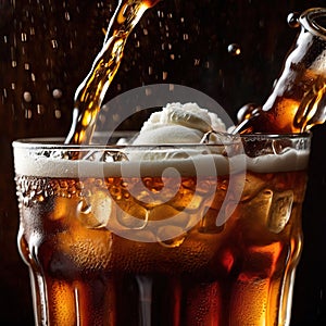 Root beer, soda soft drink cola pop, cold draft beverage in cup