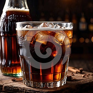 Root beer, soda soft drink cola pop, cold draft beverage in cup