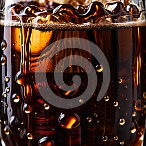 Root beer, soda soft drink cola pop, cold draft beverage in cup