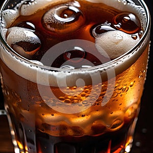 Root beer, soda soft drink cola pop, cold draft beverage in cup