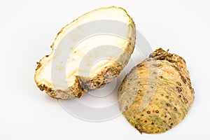 Root celery, isolated on white background