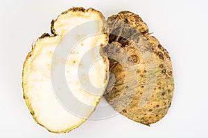 Root celery, isolated on white background