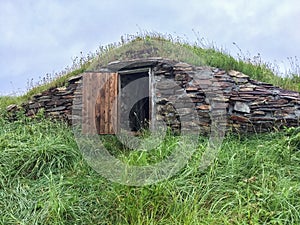 Root Cellar with Open Door in Newfoundland
