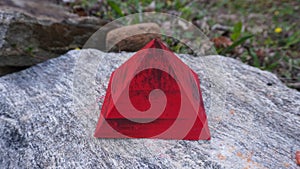 Root Chakra Orgonite Pyramid made with Shungite, Quartz Crystals, selenite, and Carnelian. photo