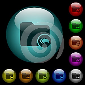 Root directory icons in color illuminated glass buttons