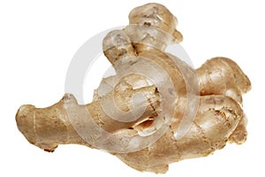 Root ginger on a white background