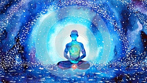 Root red chakra human meditate mind mental health yoga spiritual healing meditation peace watercolor painting illustration design