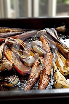 Root Vegetables with Thyme Garlic and shallots