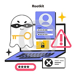 Rootkit. Computer program hiding malicious actions from antiviruse photo