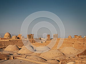 Rootops and landscape view of yazd city old town iran