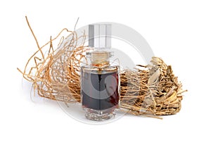 Roots of Chrysopogon zizanioides, commonly known as vetiver. Isolated on white background