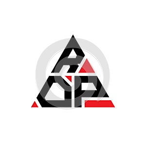 ROP triangle letter logo design with triangle shape. ROP triangle logo design monogram. ROP triangle vector logo template with red