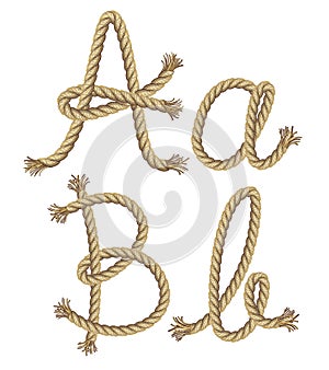 Rope alphabet. illustration