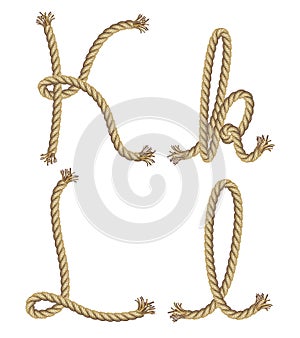 Rope alphabet. illustration
