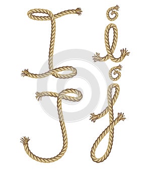 Rope alphabet. illustration photo