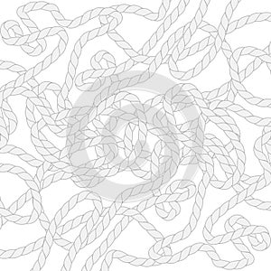 Rope background. Pattern with monochrome rope loop. Black and white bight