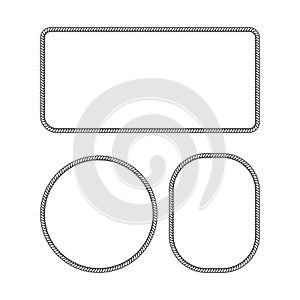 Rope boarder circle pattern frame vector illustration set