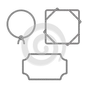 Rope boarder circle pattern frame vector illustration set