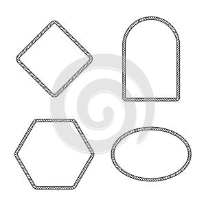 Rope boarder circle pattern frame vector illustration set