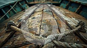 Rope on Boat with Water Background