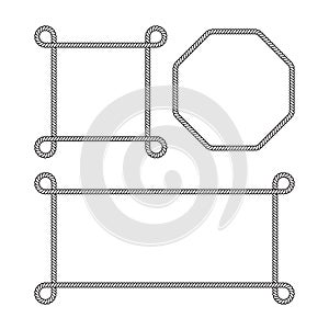 Rope Border circle pattern frame vector illustration set