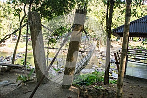 Rope bridge at Klong Pai Boon Waterfall in Chanthaburi province