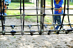 Rope bridge at the playground for kids