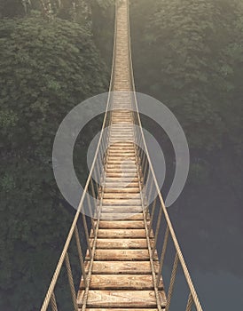 Rope bridge suspended